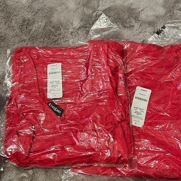 (NWT) BEBE Sweetheart Neck Textured Tank Bodycon Dress Size P/S Pink - Picture 2 of 7